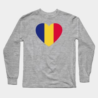 I Love Romania // Heart-Shaped Romanian Flag Long Sleeve T-Shirt